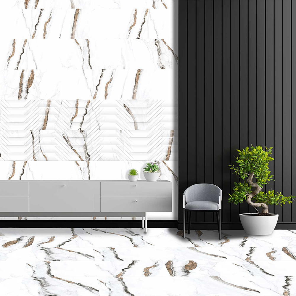 Gresie interior Loft, marmura alb lucios, 60.5 x  60.5 cm, 10 mm, 1.465 m2/cutie