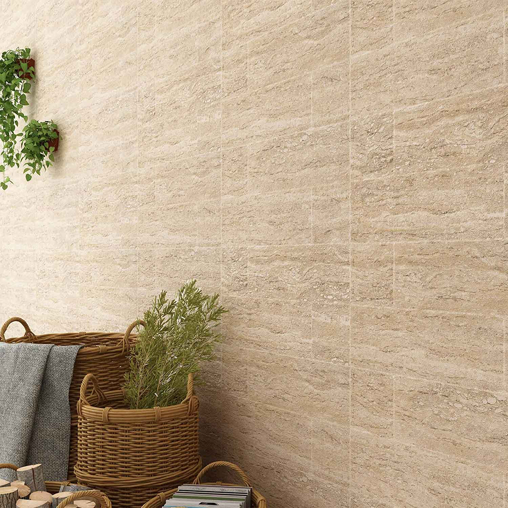 Placa murala Titanium Travertine, bej, 30 x 60 cm, 9 mm. 1.08 mp/cutie