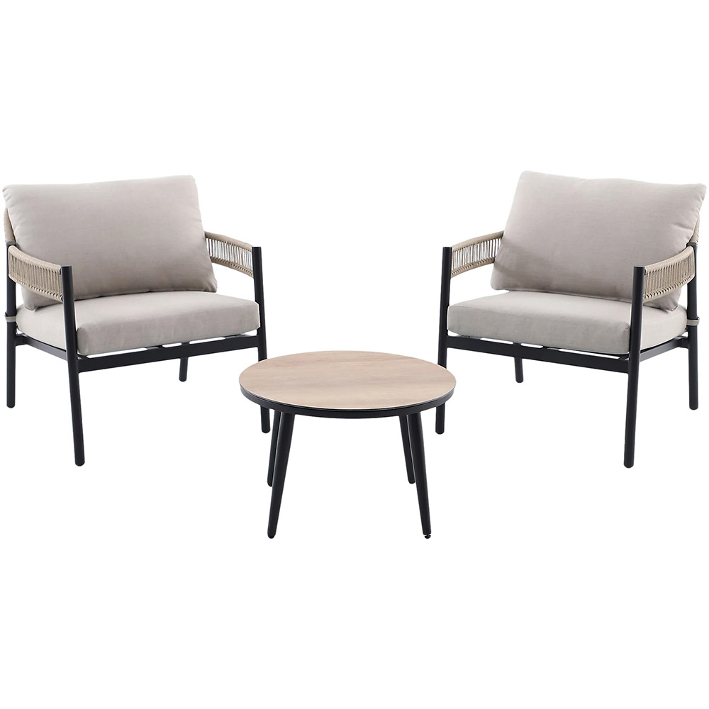 Set mobilier gradina/terasa 3 piese GOODHOME Siliana, perna poliester inclusa, otel, 3 piese, bej