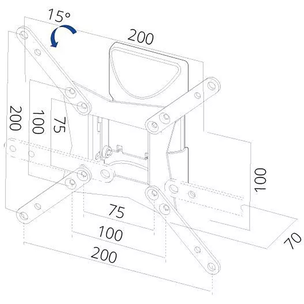 Suport TV perete ENTAC 152E, reglabil, pana la 43", 20kg, negru