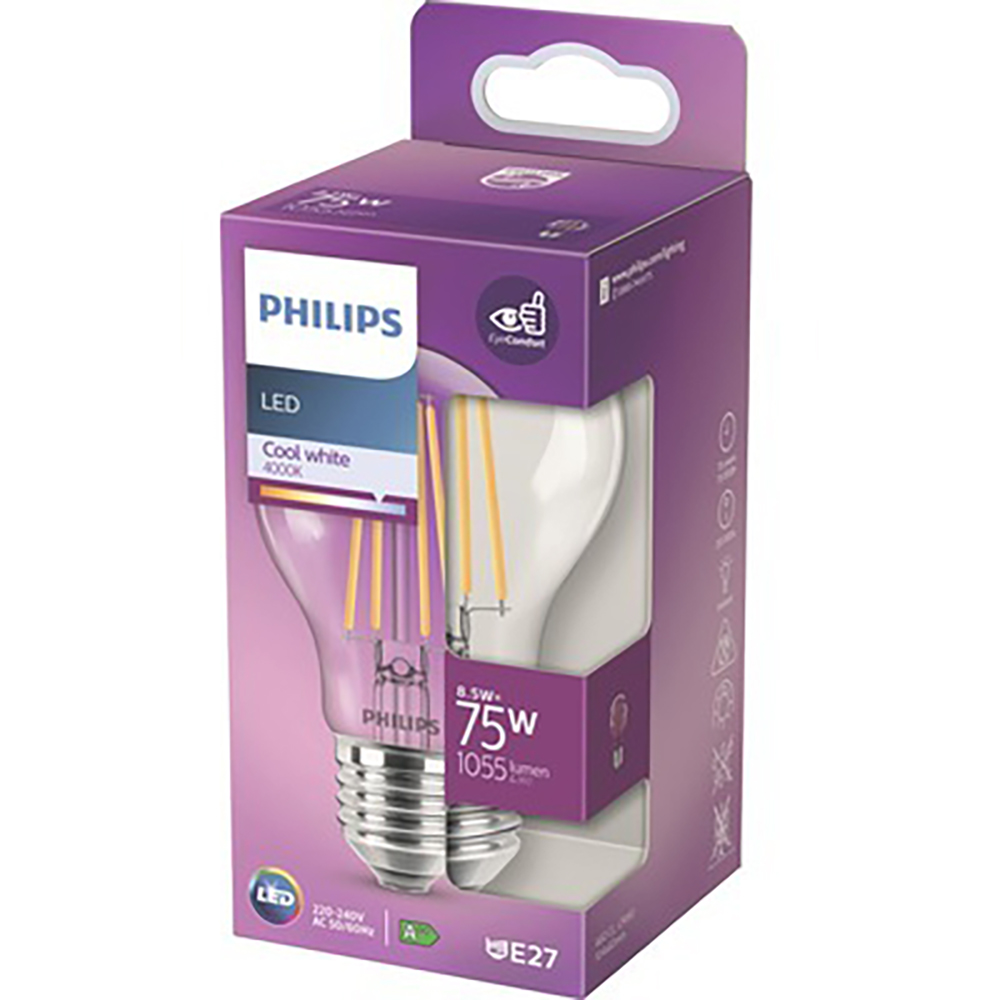 Bec filament LED PHILIPS 8718699762032, 8.5W, 1055lm, lumina neutra