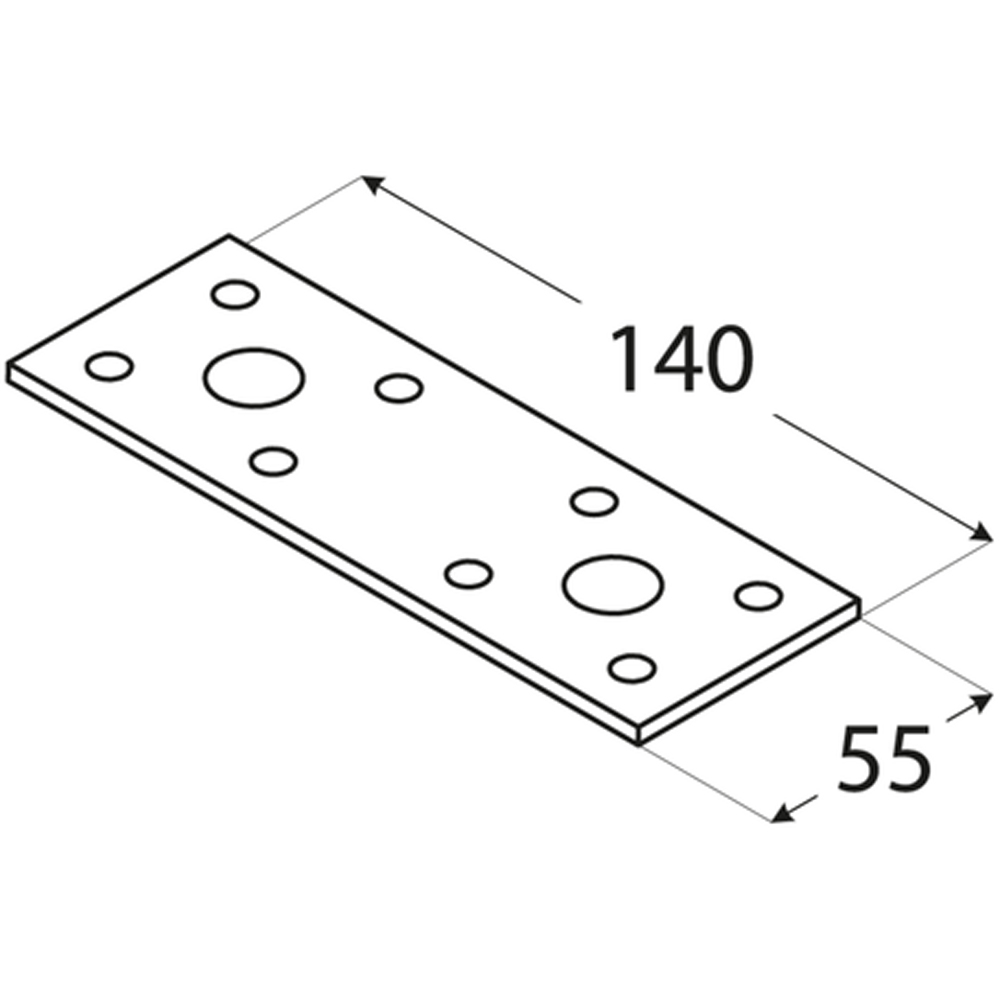 Conector plat DMX 4472, otel, 140 x 55 x 2.5 mm