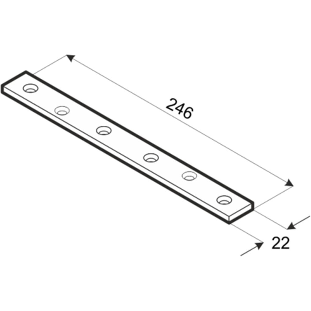Conector plat DMX 448681, otel, 246 x 22 x 2 mm