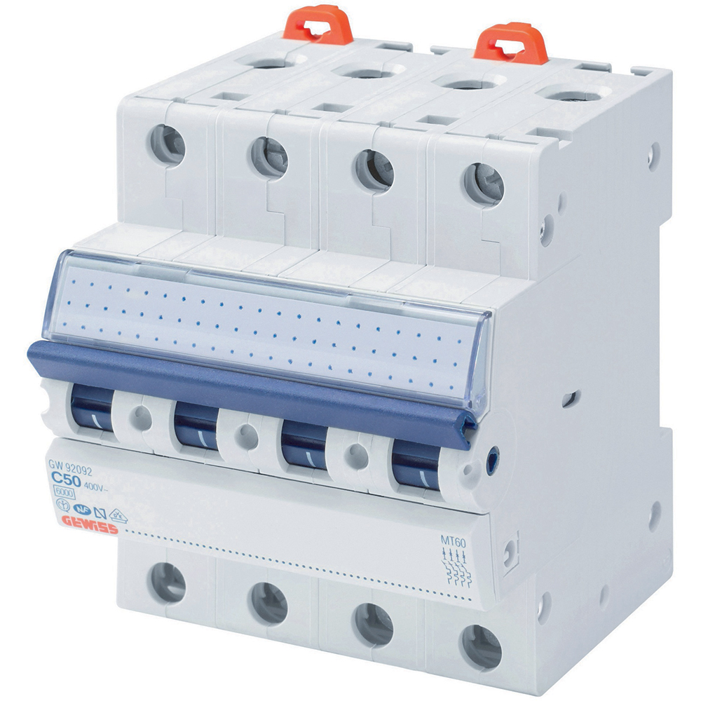 Siguranta automata GEWISS GW92390, tetrapolara, 25A, curba B, IP20, gri