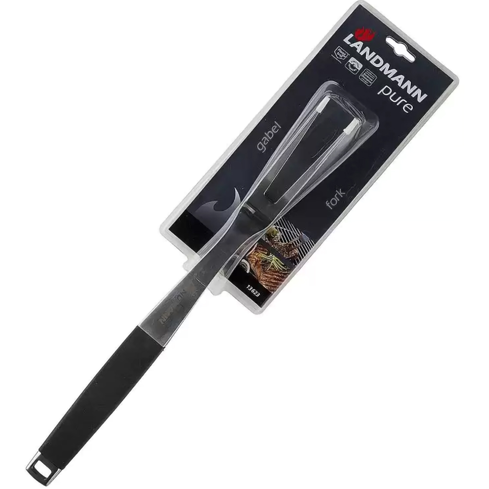 Furculita pentru gratar LANDMANN Pure 13623, 42 cm, inox, argintiu-negru