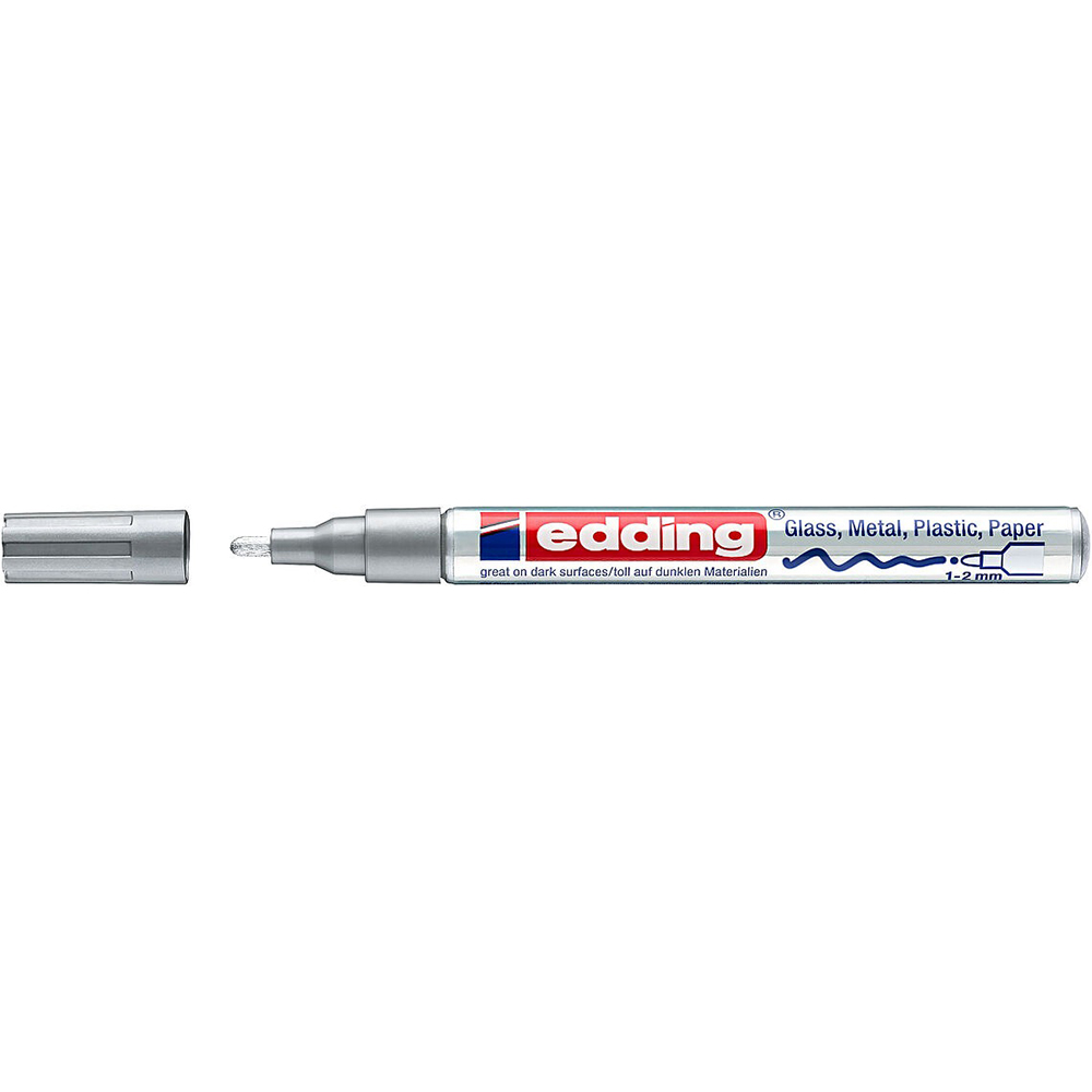 Marker cu vopsea EDDING 751, 1-2 mm, argintiu