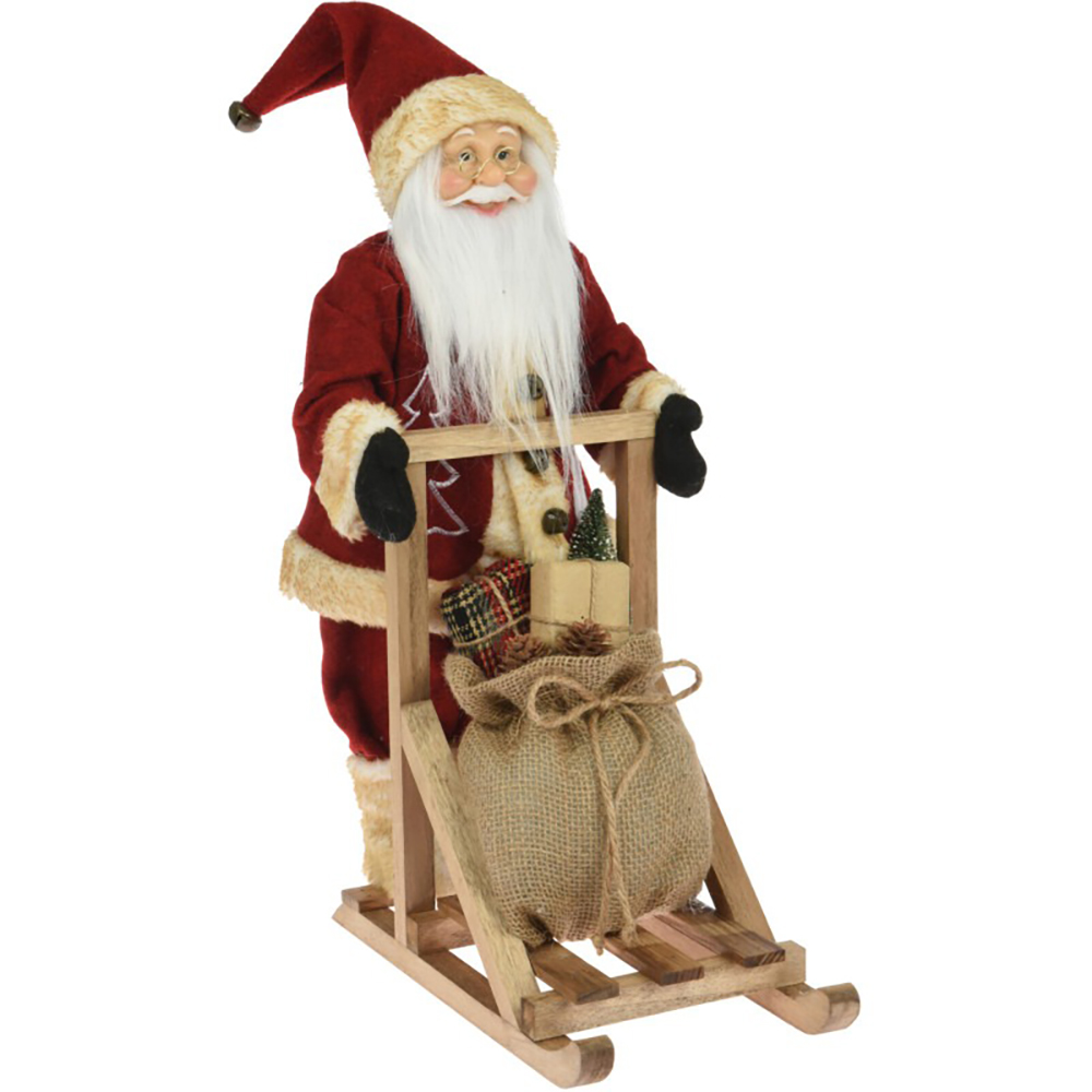 Decoratiune Mos Craciun cu sanie, 45 cm