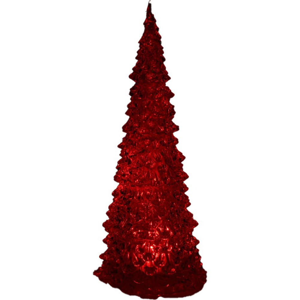 Decoratiune Brad Craciun cu LED, 7 x 17 cm, plastic, transparent, lumini multicolore