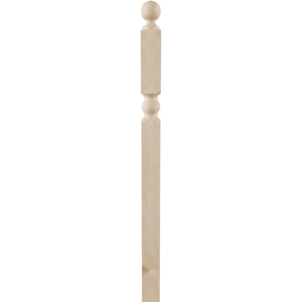 Balustru cap strunjit, brad, 1130 x 70 x 70 mm, natur