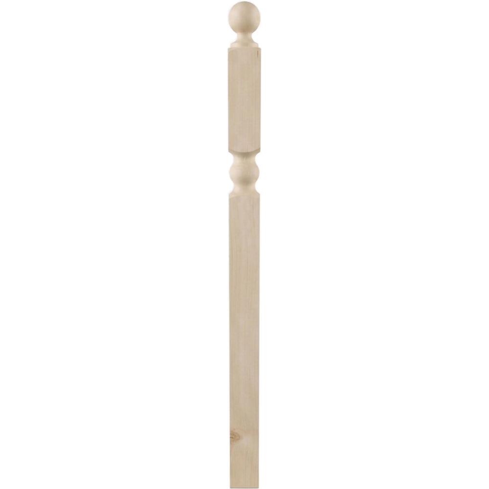 Balustru cap strunjit, brad, 1300 x 70 x 70 mm, natur