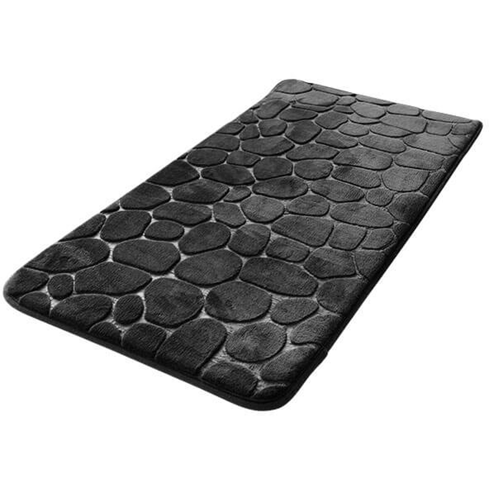 Covoras baie FRANDIS 195671, 50 x 80 cm, model pietre, negru