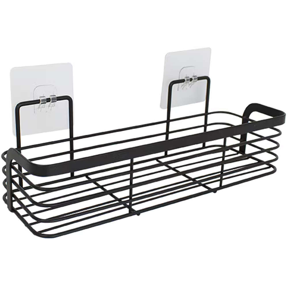 Etajera baie FRANDIS 190343, autoadeziva, metal, negru
