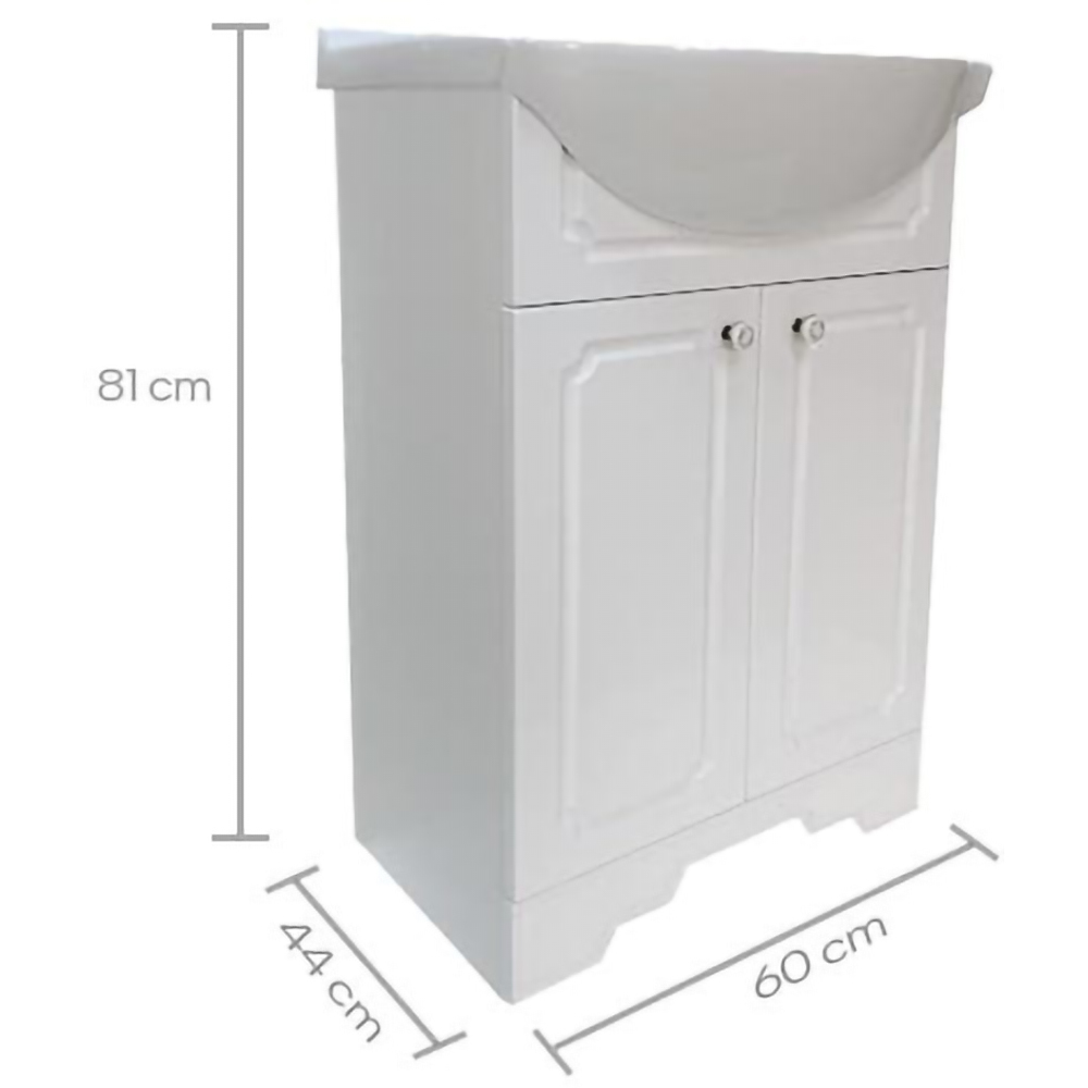 Set baza cu lavoar SANITOP, cu picioare, 60 x 44 x 81 cm, alb