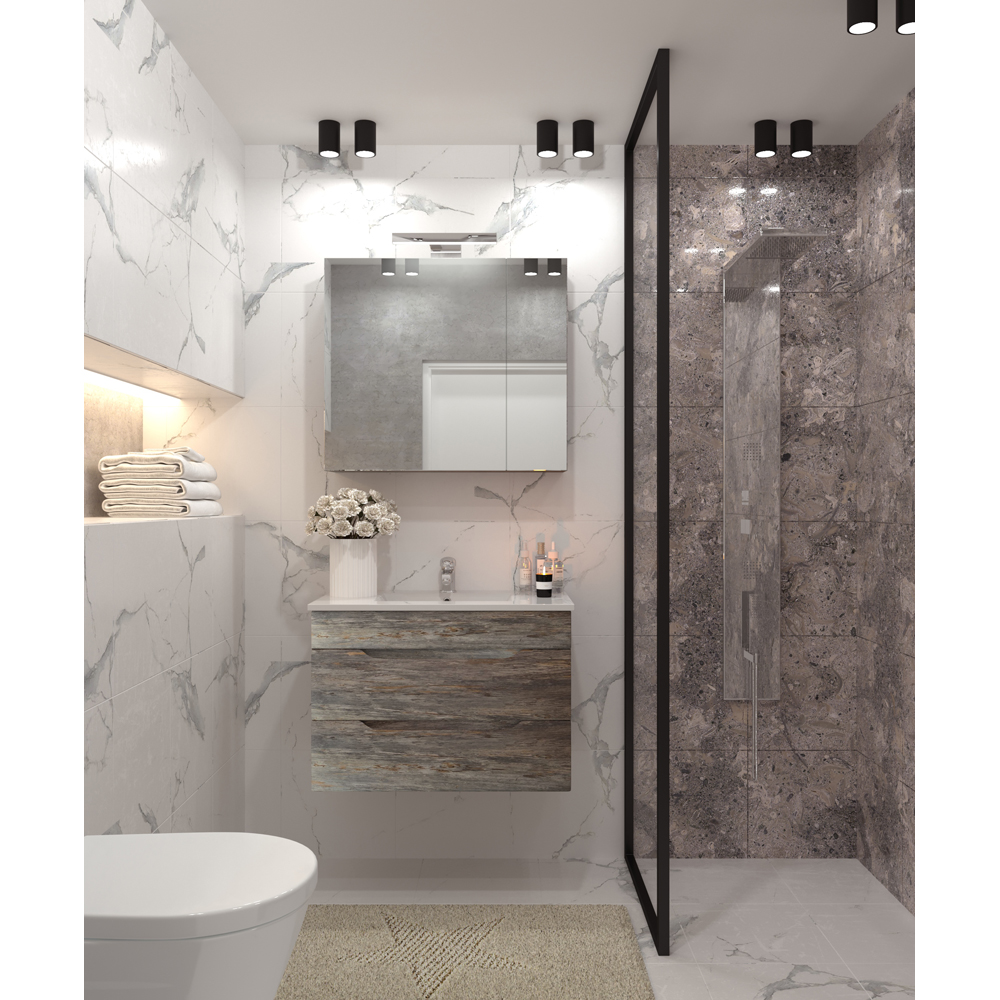 Set masca si lavoar SANITOP Mephisto, 70 x 46 x 55 cm, rustic