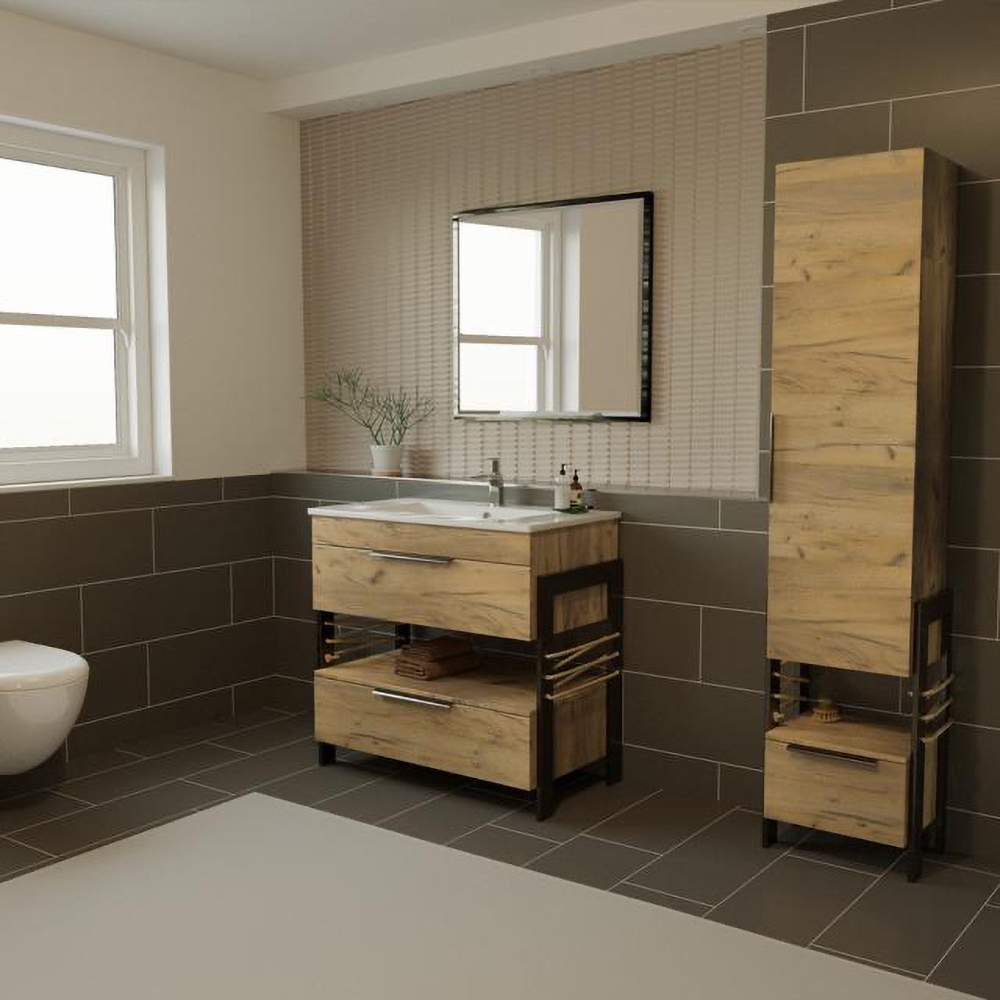 Oglinda baie SANITOP Element, 70 x 3 x 68 cm, negru