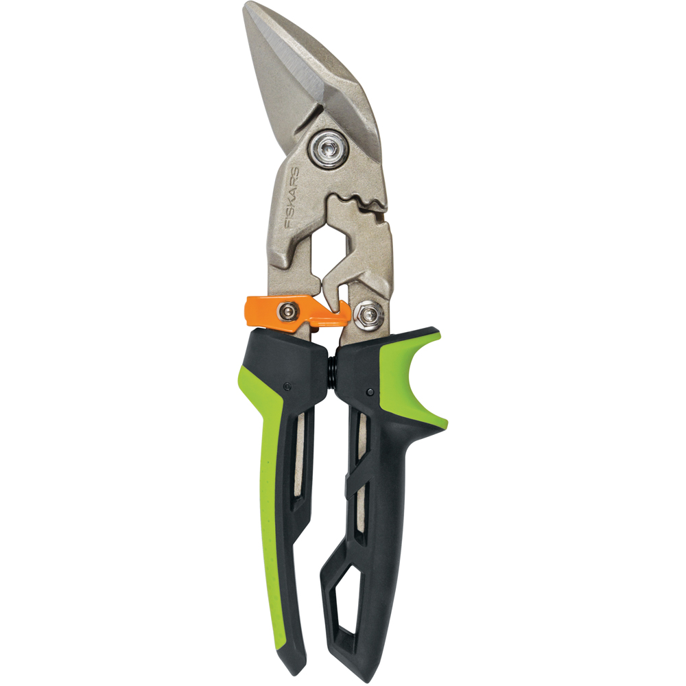 Foarfeca tabla FISKARS PowerGear, cotita pe dreapta, otel, negru