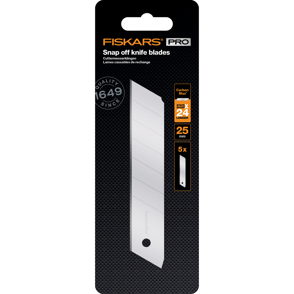 Lame segmentate FISKARS CarbonMax, 25mm, 5 buc, otel inoxidabil, argintiu