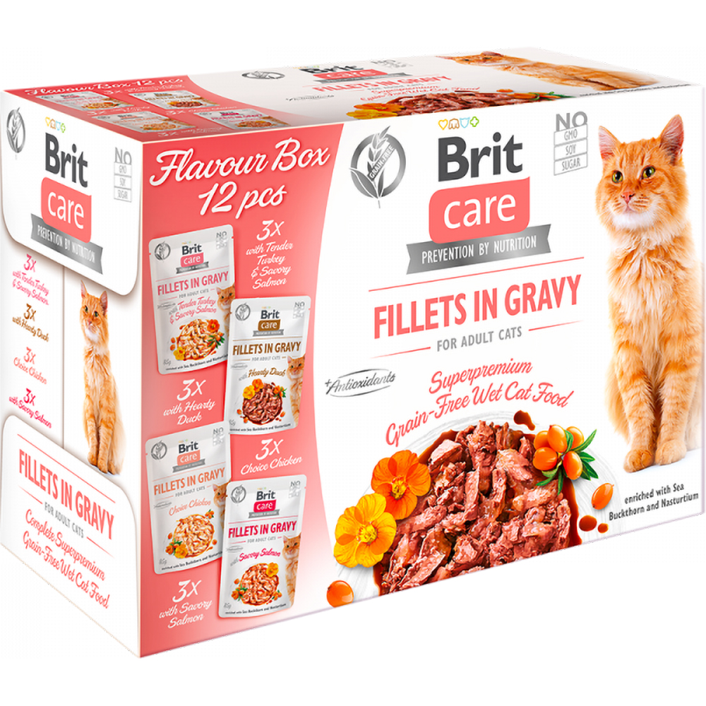 Hrana umeda pentru pisici BRIT CARE, Adult, File in sos, 12 x 85g