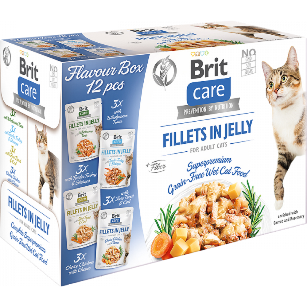 Hrana umeda pentru pisici BRIT CARE, Adult, File in aspic, 12 x 85g