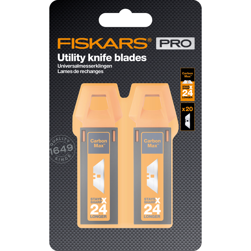 Lame cutit utilitar FISKARS CarbonMax, 20 buc, otel inoxidabil, argintiu