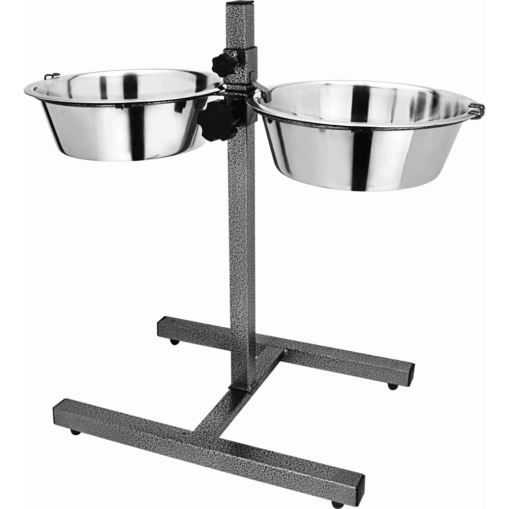 Set 2 castroane pentru caini Enjoy, suport reglabil, inox, 1.75 l