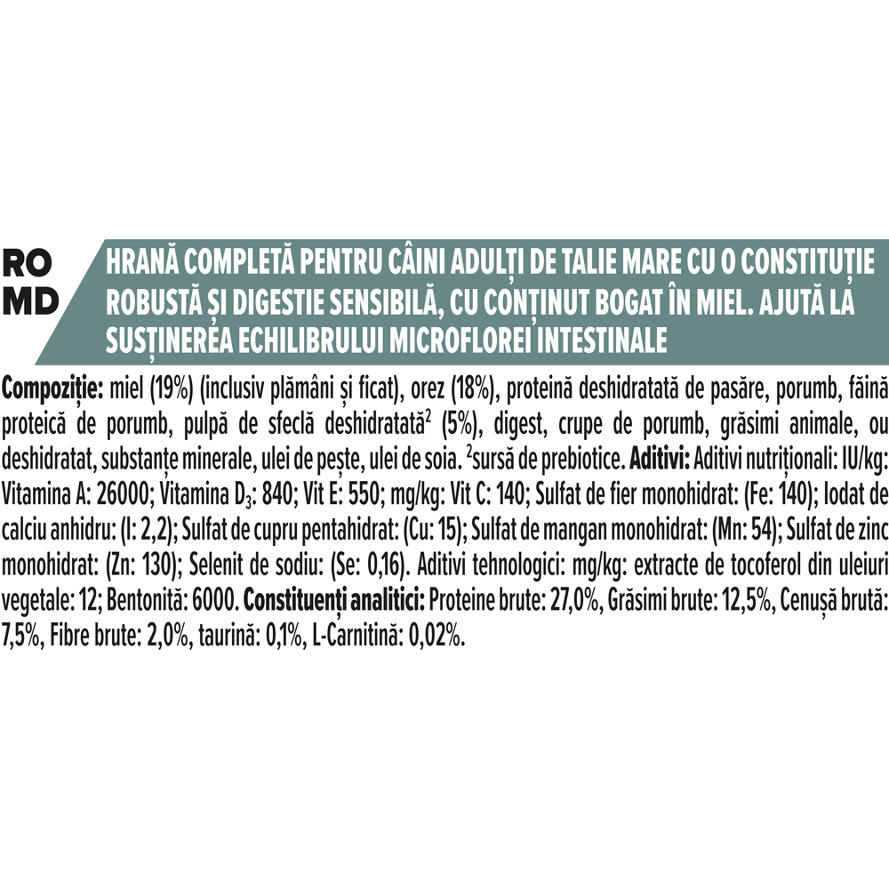 Hrana uscata pentru caini PURINA PRO PLAN Sensitive Digestion Large Robust, Adult, Miel, 14 kg