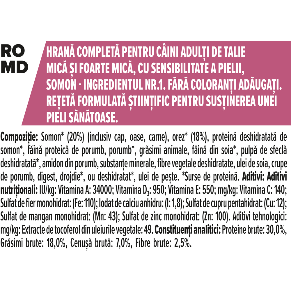 Hrana uscata pentru caini PURINA PRO PLAN Sensitive Skin Small & Mini, Adult, Somon, 7 kg