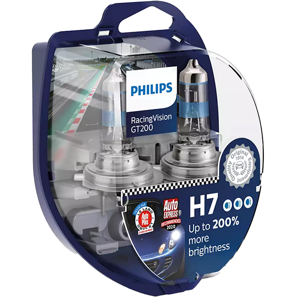 Set becuri auto PHILIPS Racing Vision+, 200%, H7, 3500K, 55W, 2 buc