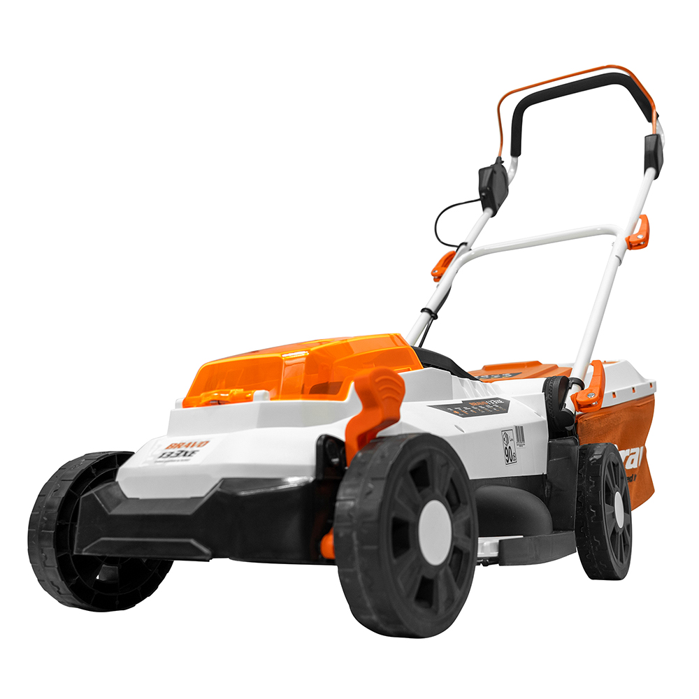 Masina de tuns iarba pe acumulator RURIS Bravo 133XE, Electrica, 4Ah, 20V, latime taiere 33 cm, cos 30L, portocaliu