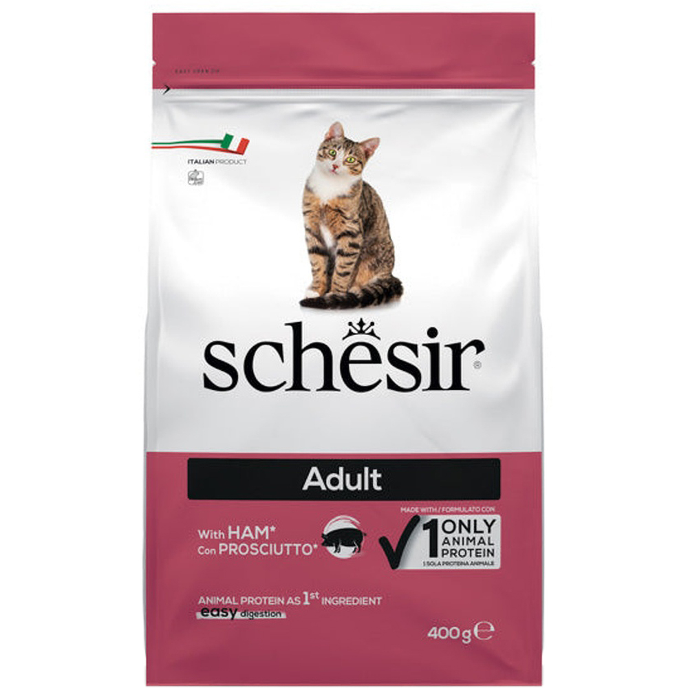 Hrana uscata pentru pisici SCHESIR Monoprotein, Adult, Sunca si Porc, 400 g