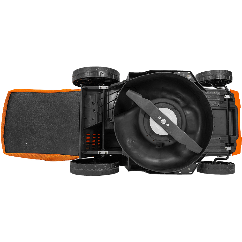 Masina de tuns iarba pe acumulator RURIS Bravo 137XE, Electrica, 4Ah, 20V, latime taiere 37 cm, cos 35L, portocaliu
