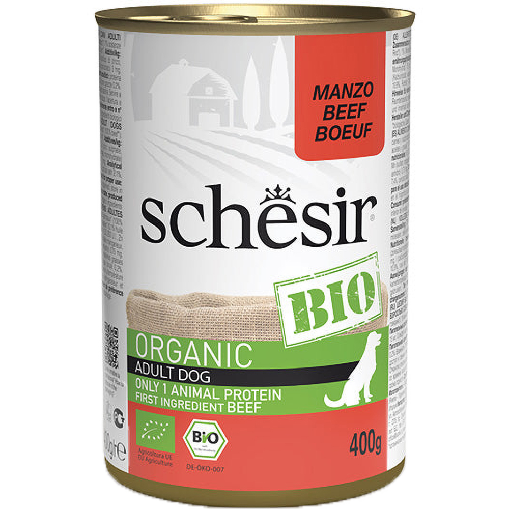 Hrana umeda pentru caini SCHESIR Bio, Adult, Vita, 400 g