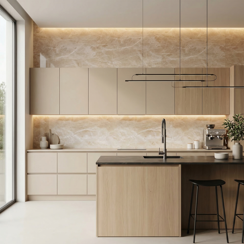 Panou decorativ Travertino, WPC, 120 x 278 cm, maro