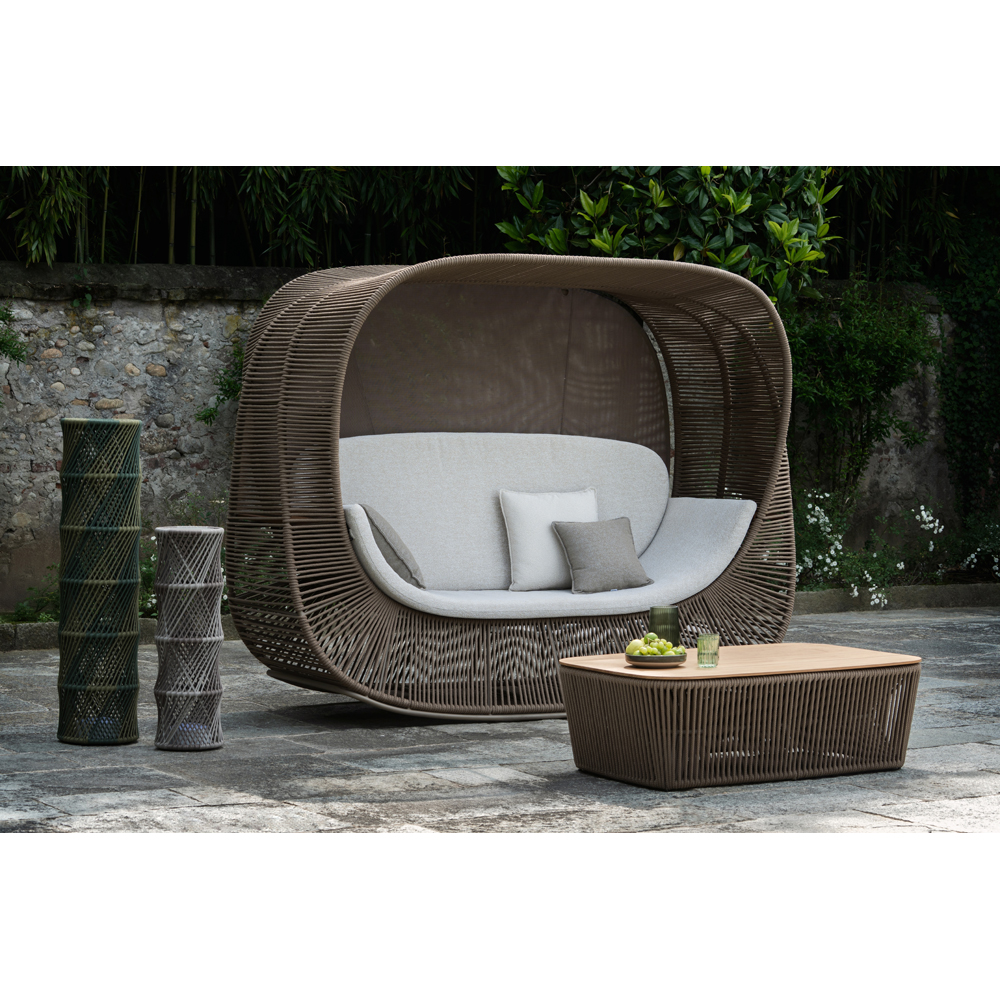 Masa terasa LIVINTWIST Belvedere L, aluminiu, 124 x 41 x 78 cm, taupe