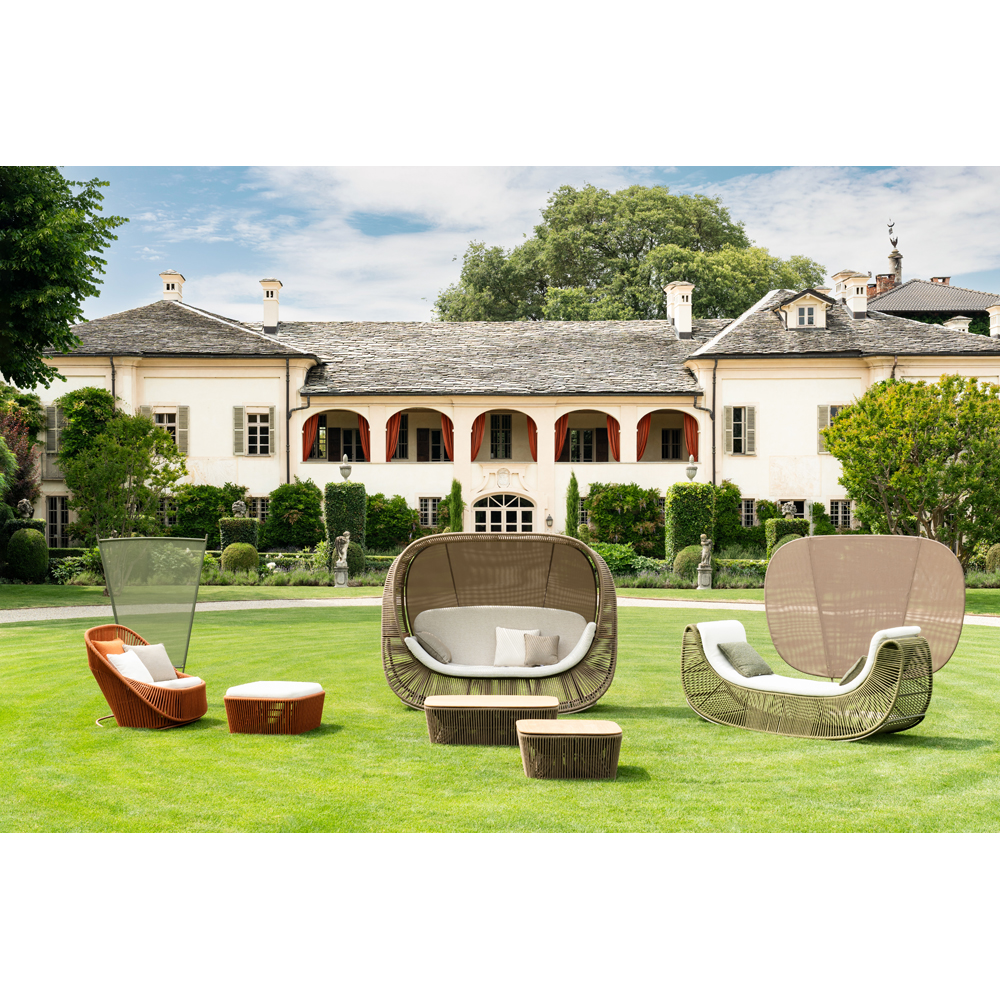 Fotoliu puf LIVINTWIST Belvedere, textil, 84 x 84 x 46 cm, portocaliu