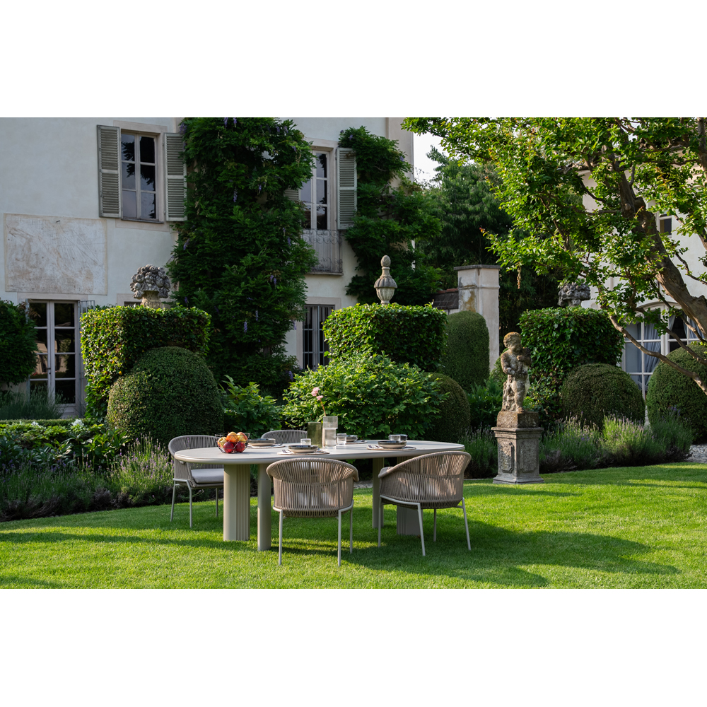 Scaun terasa LIVINTWIST Scala, aluminiu, 63.5 x 58 x 79.5 cm, taupe