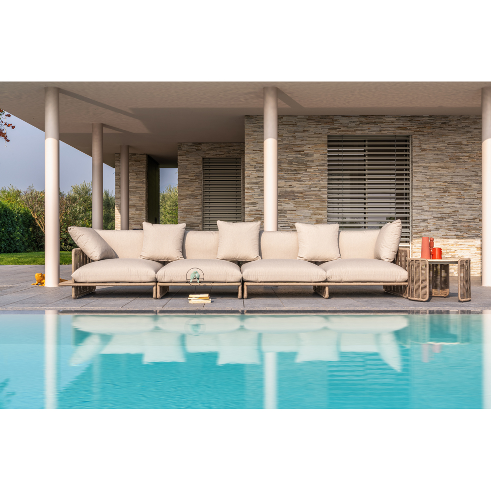 Canapea terasa LIVINTWIST Cross 1, aluminiu, 112 x 95 x 80 cm, maro taupe
