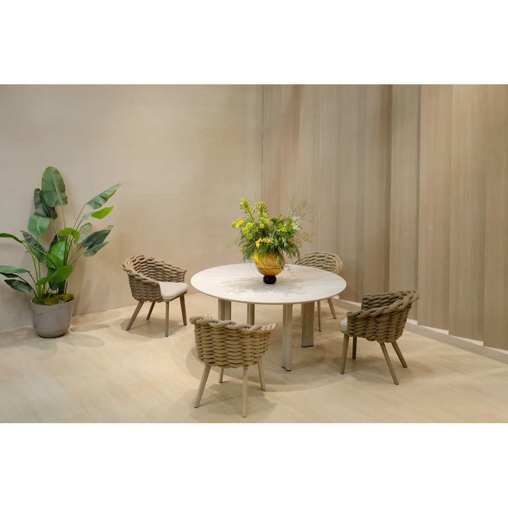 Scaun terasa LIVINTWIST Scroll, aluminiu, 68.5 x 69.5 x 81.5 cm, taupe