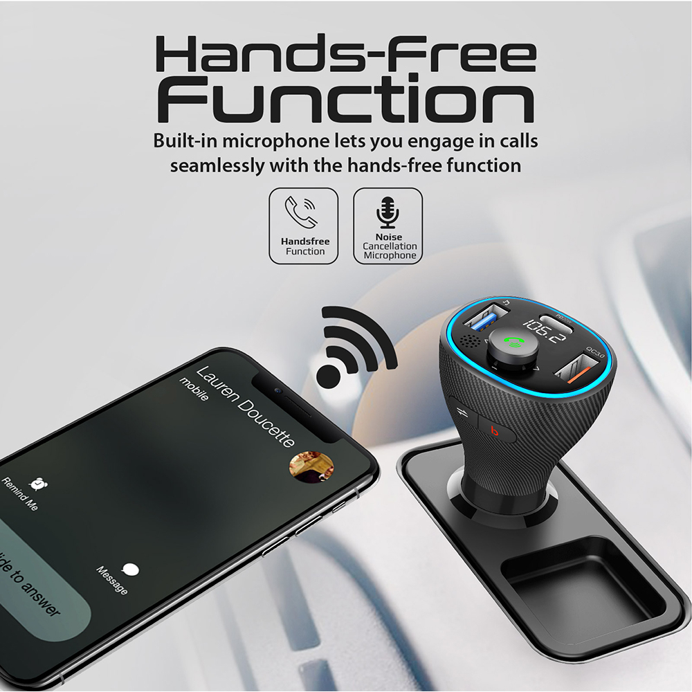 Modulator FM PROMATE PowerTune-38W, Bluetooth, USB, negru