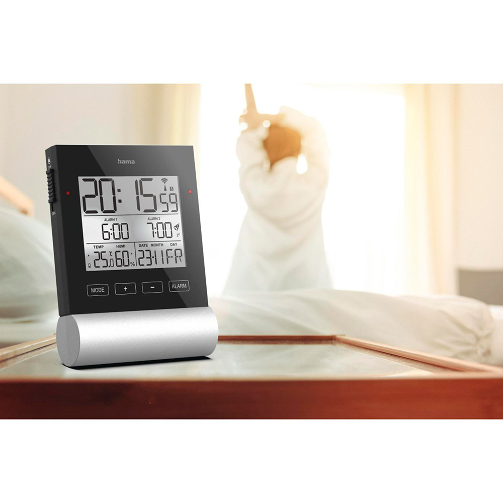 Ceas cu alarma HAMA 186416, DCF radio, negru