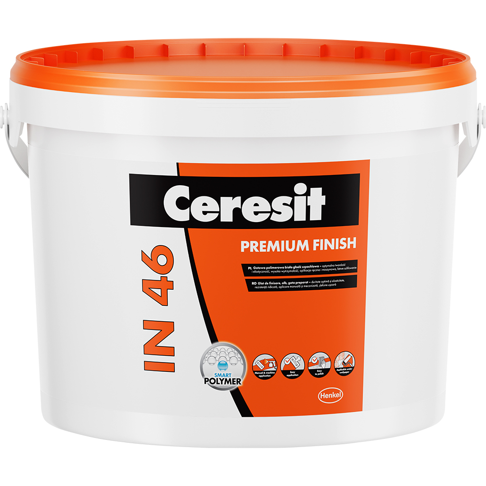 Glet pentru finisare premium Ceresit IN 46, pe baza de polimeri, interior, 15 kg