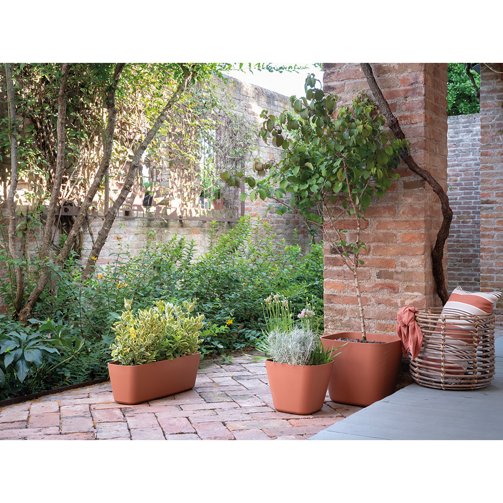 Ghiveci plante DEROMA Quadro, 27.8 x 27.8 x 23.7 cm, plastic, natural teracota