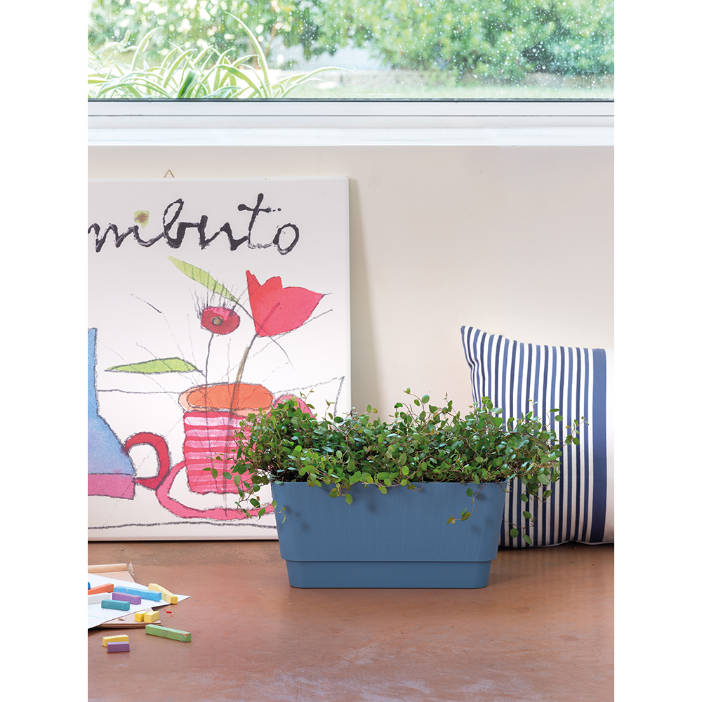 Jardiniera DEROMA Plisse, 30 x 14.7 x 14 cm, albastru