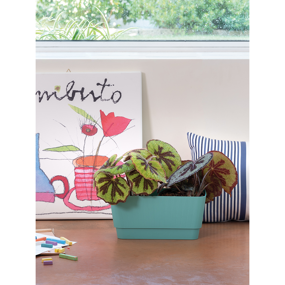 Jardiniera DEROMA Plisse, 30 x 14.7 x 14 cm, verde satin