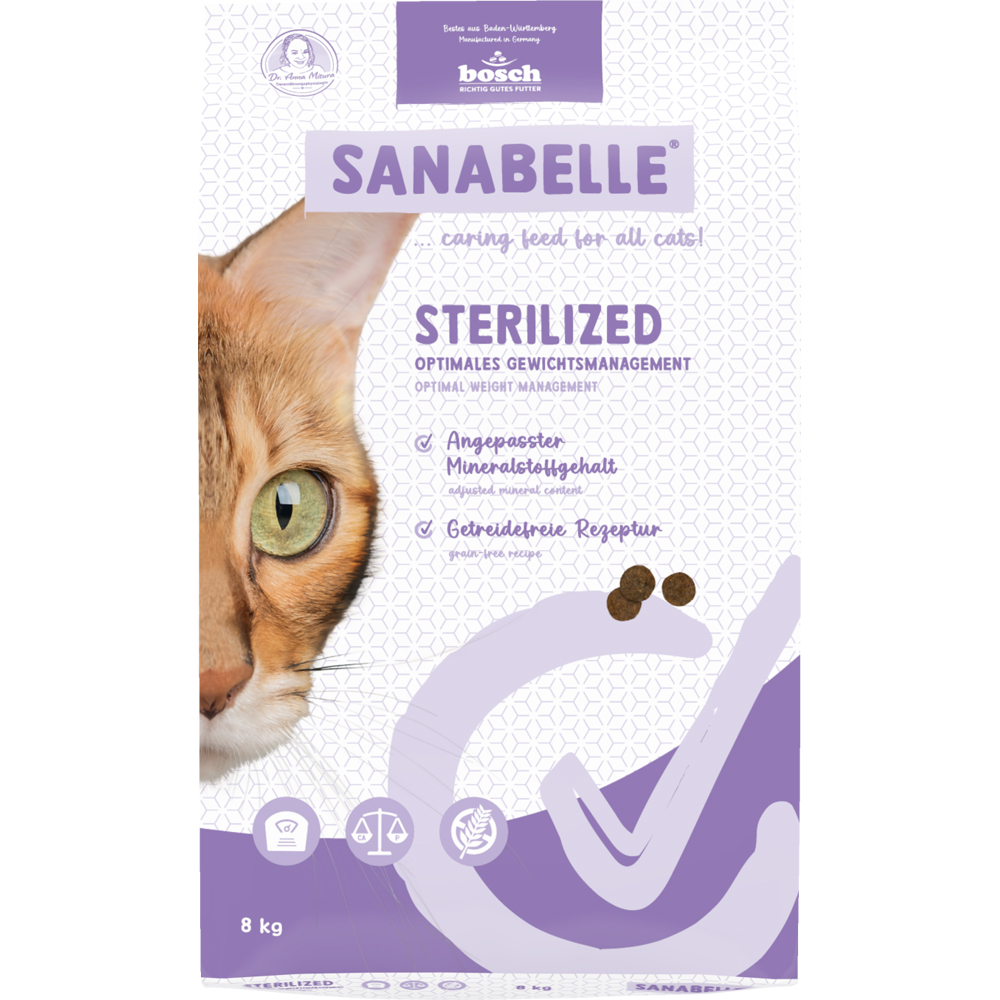Hrana uscata pentru pisici SANABELLE Sterilized, Adult, Pasare, 8 kg