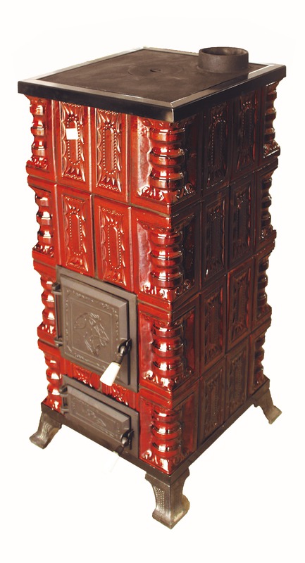 Soba teracota, 4 randuri + plita, 7 kW, 44 x 44 x 112 cm, maro