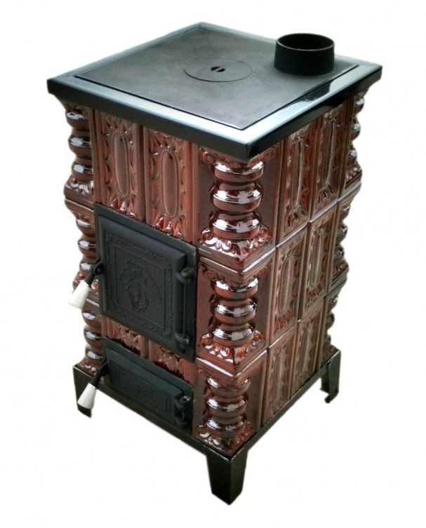 Soba teracota premontata, 3 randuri + plita, 5 kW, 46 x 84 x 46 cm, maro