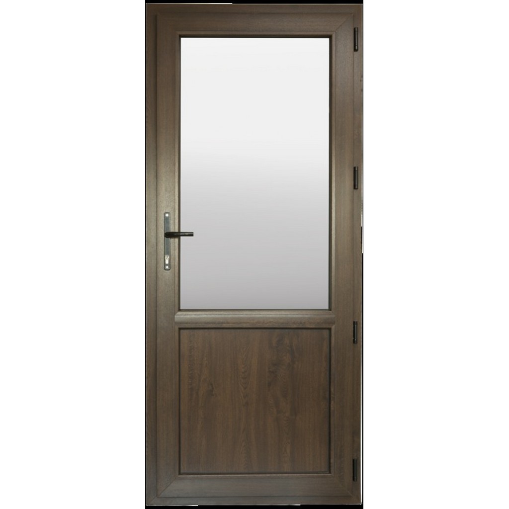 Usa exterior FENSTERWELT, cu geam, 6 camere, dreapta, PVC, 88 x 205 cm, nuc