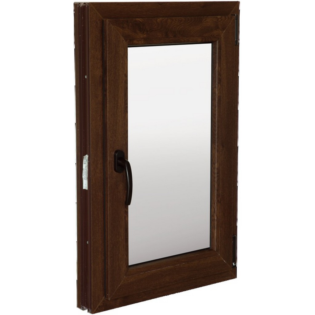 Fereastra termopan FENSTERWELT, PVC, 6 camere, 56 x 86 cm, deschidere oscilobatanta dreapta, nuc