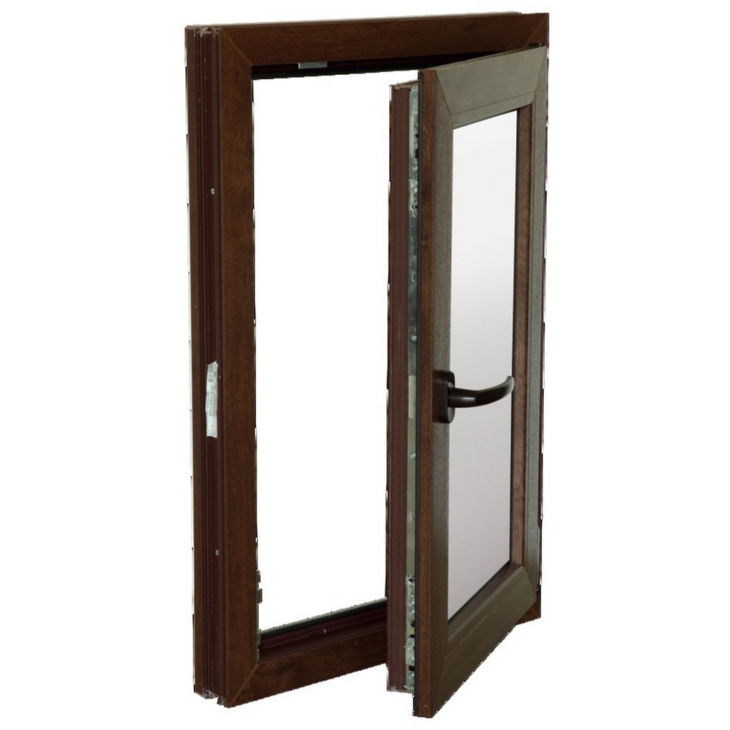 Fereastra termopan FENSTERWELT, PVC, 6 camere, 56 x 86 cm, deschidere oscilobatanta dreapta, nuc